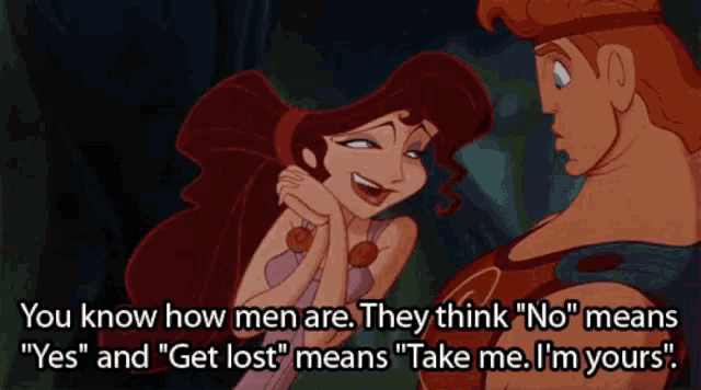a cartoon of a man and a woman with the words " you know how men are "