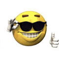 a smiley face wearing sunglasses and gloves is giving a thumbs up .