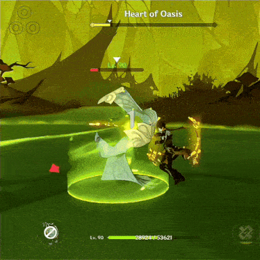 a screenshot of a video game with a character named heart of oasis on the screen