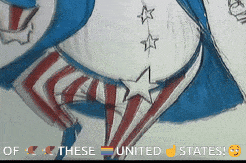 a drawing of a person with the words of these united states