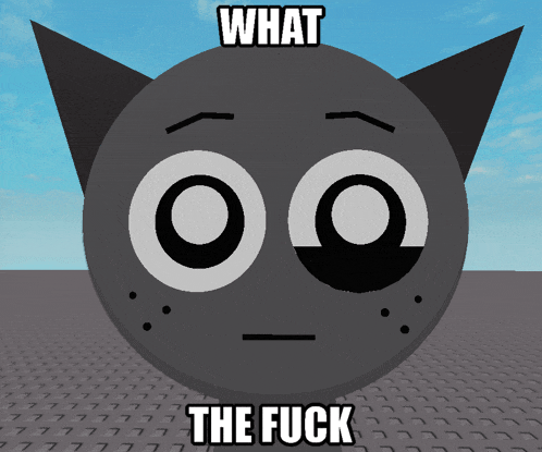 a cartoon face with the words what the fuck written below it
