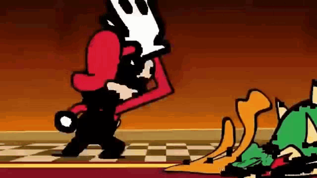 a cartoon character is holding a sword and a crown .