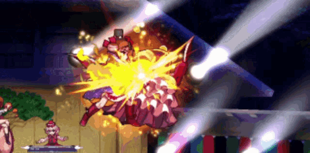 a cartoon character is being hit by a beam of light in a video game