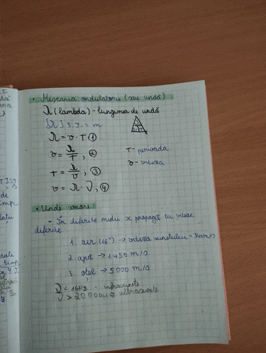 a notebook is open to a page that says miscarea ondulatorie