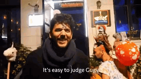 a man with a bandage on his forehead says it 's easy to judge gugy