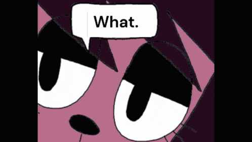 a cartoon cat says " what " in a speech bubble