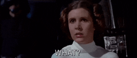 princess leia from star wars is looking at the camera and saying `` what ? ''