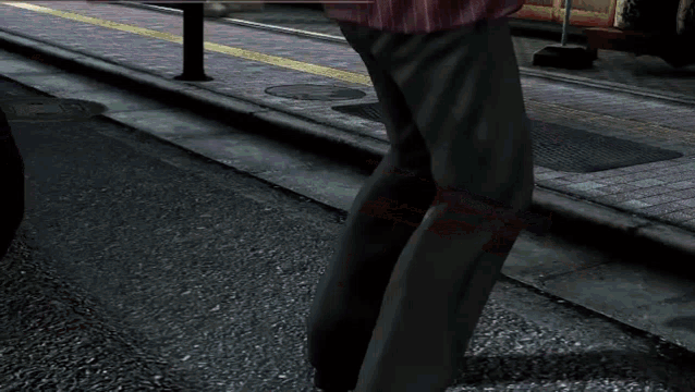a person is walking down a street with a blue light coming out of their shoes