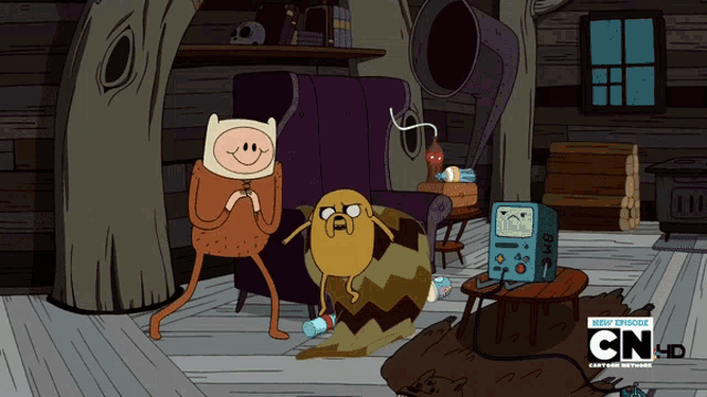 a cartoon scene from adventure time with the cn logo