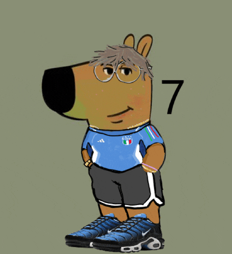 a cartoon drawing of a bear wearing a shirt that says italia