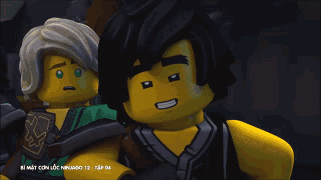 two lego ninjago characters are standing next to each other with the number 12 on the bottom