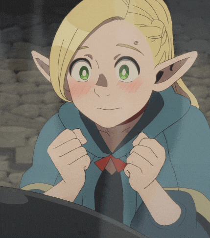 a cartoon girl with blonde hair and green eyes is looking at something