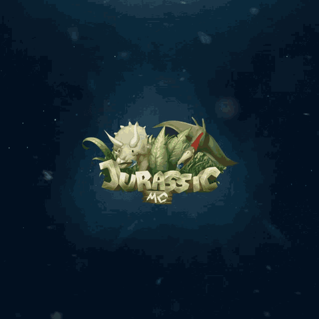 a logo for jurassic mc with a triceratops and a pterodactyl