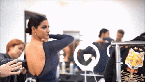 Maite Perroni Back Stage GIF - Maite Perroni Back Stage Tongue Out GIFs