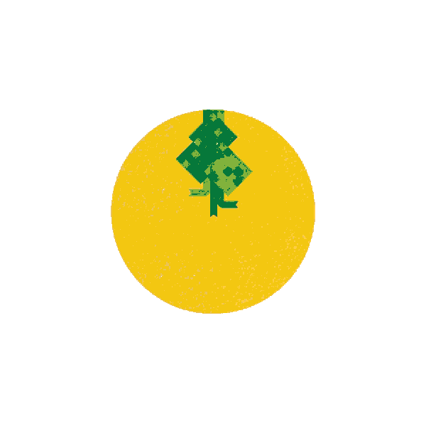 a yellow circle with a green object in the center
