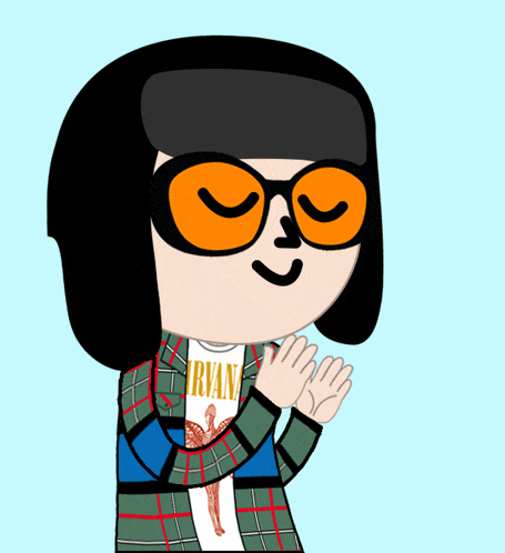 a cartoon character wearing a nirvana shirt and sunglasses