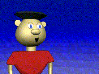 a cartoon character is wearing a red shirt and a black hat