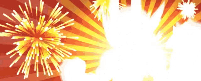 a bunch of fireworks are exploding on a red background