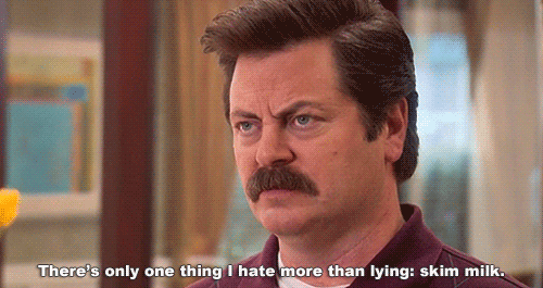 Dishonest Milk GIF - Parks And Recreation Parks And Rec Ron Swanson GIFs