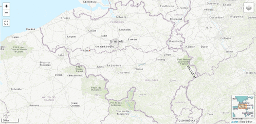 a map showing a city called brussels in the center