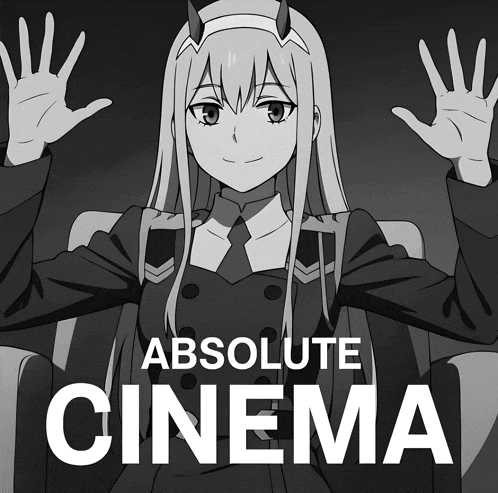 a poster of a girl with horns and the words absolute cinema