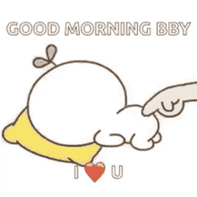 a cartoon of a person pointing at a cloud with the words `` good morning baby '' written above it .