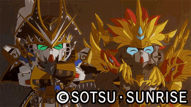 a cartoon of a robot with the words osotsu sunrise below it