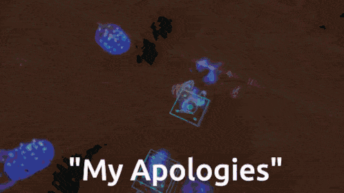 a screenshot of a video game with the words " my apologies "