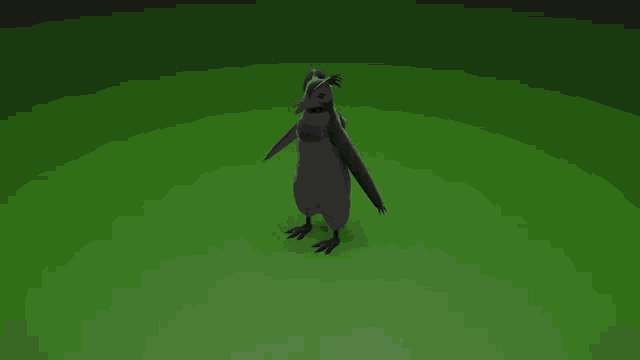 a 3d model of a black bear standing on a green background .