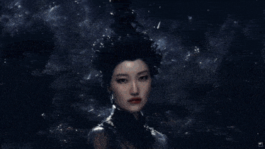 a woman with a crown on her head is standing in a forest