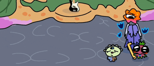 a cartoon of a group of monsters including a green one