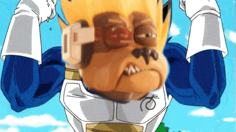 a cartoon character wearing a blue and white outfit with the letter o on the chest