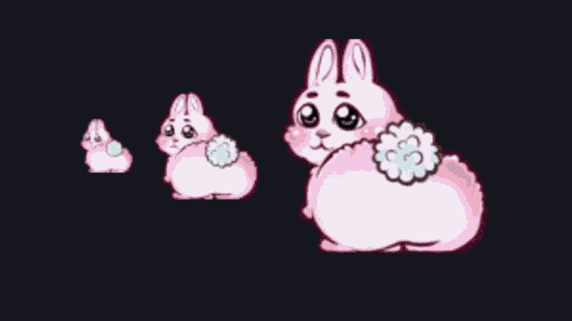 a pink bunny with a flower on its tail