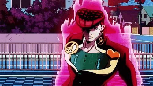 a cartoon character has a peace sign on his chest