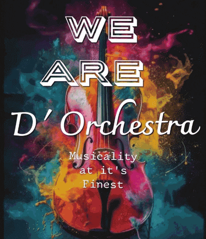 a poster with a violin and the words we are d ' orchestra