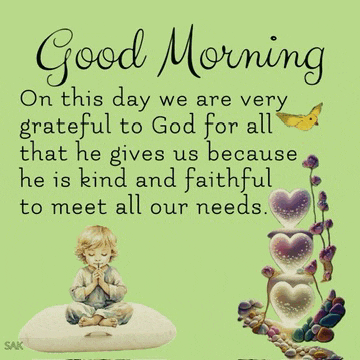 a good morning message with a boy praying