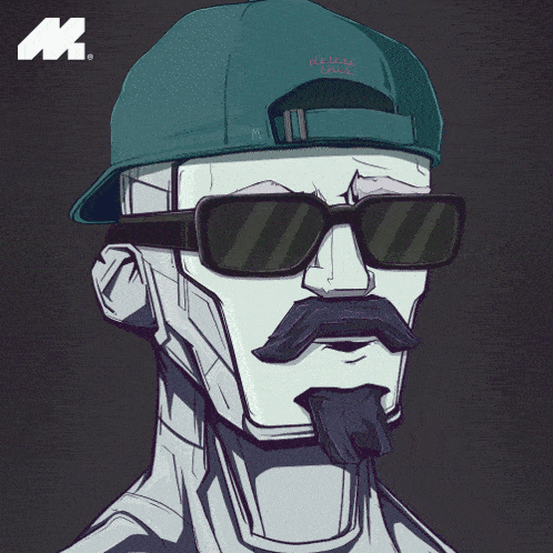 a cartoon drawing of a man wearing sunglasses and a hat that says ultimate force