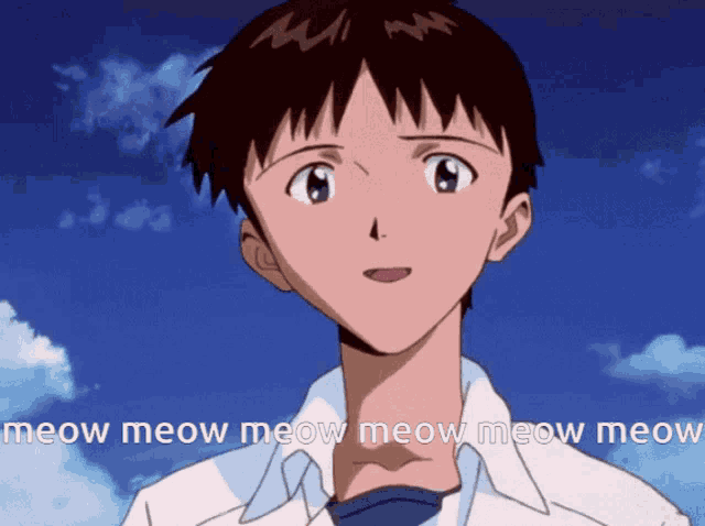 a cartoon character with the words meow meow meow meow meow meow