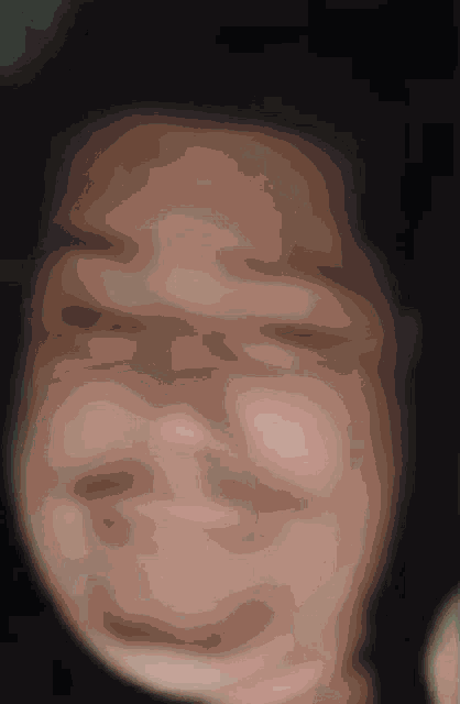 a blurry picture of a person 's face with a slight smile