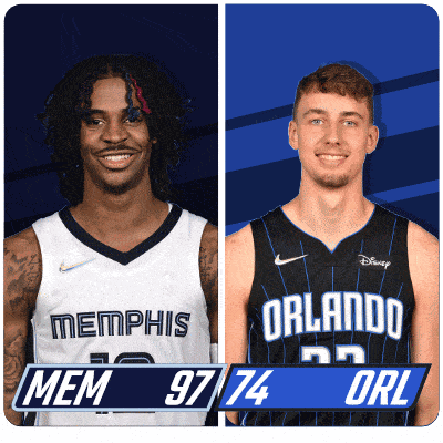 two basketball players from memphis and orlando are shown