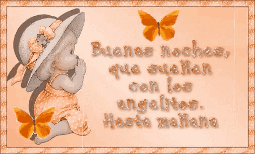 a picture of a little girl with the words buenos noches que suenen con los angelitos