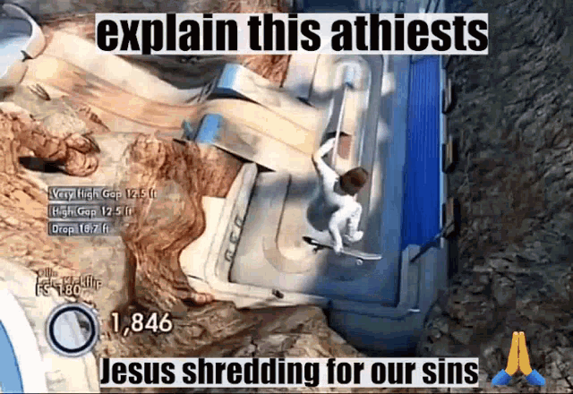 a screenshot of a video game that says explain this atheists