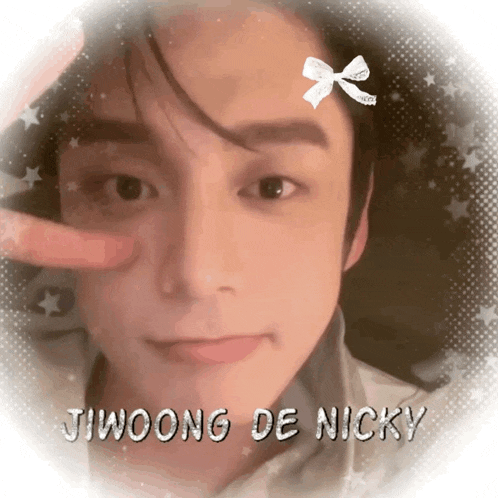 a picture of a young man with the name jiwoong de nicky
