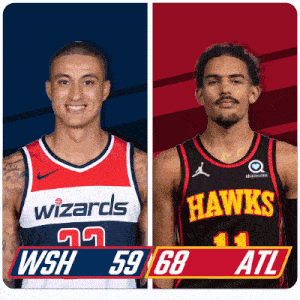Washington Wizards (59) Vs. Atlanta Hawks (68) Half-time Break GIF - Nba Basketball Nba 2021 GIFs