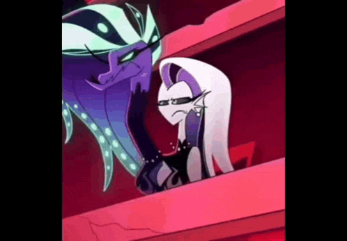 a couple of cartoon characters standing next to each other on a balcony .