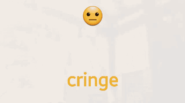 a man with a smiley face on his head and the word cringe written below him