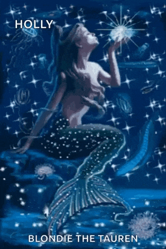 a painting of a mermaid with holly blondie the tauren written below it