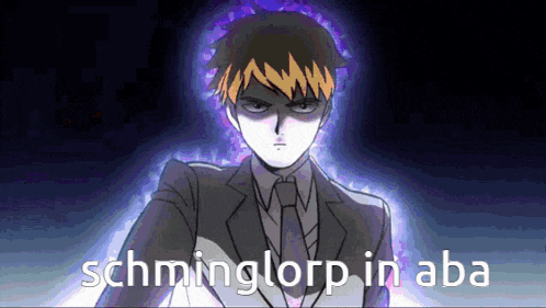 a cartoon of a man in a suit and tie with the words schminglorp in aba above him