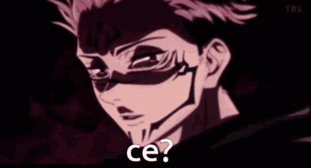a close up of a person 's face with the words `` ce ? '' on it .