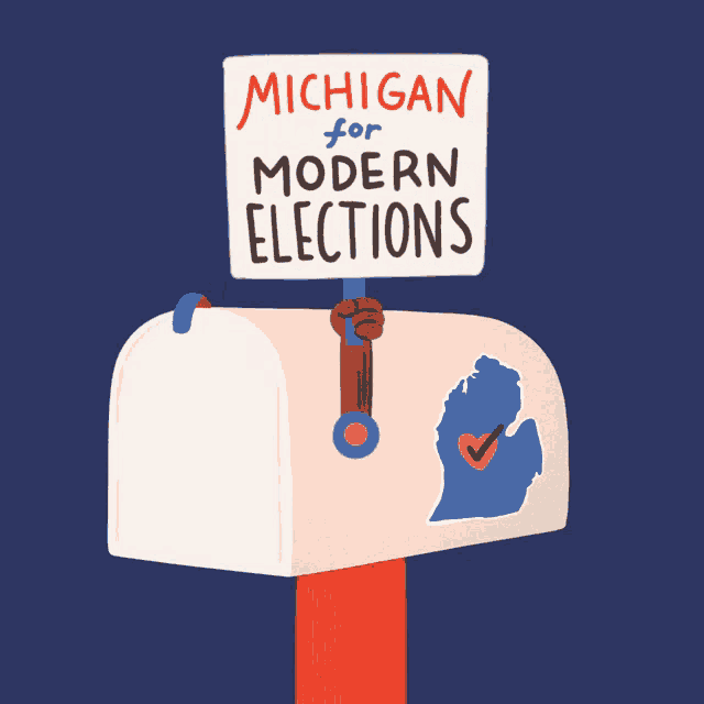a sign that says michigan for modern elections on it